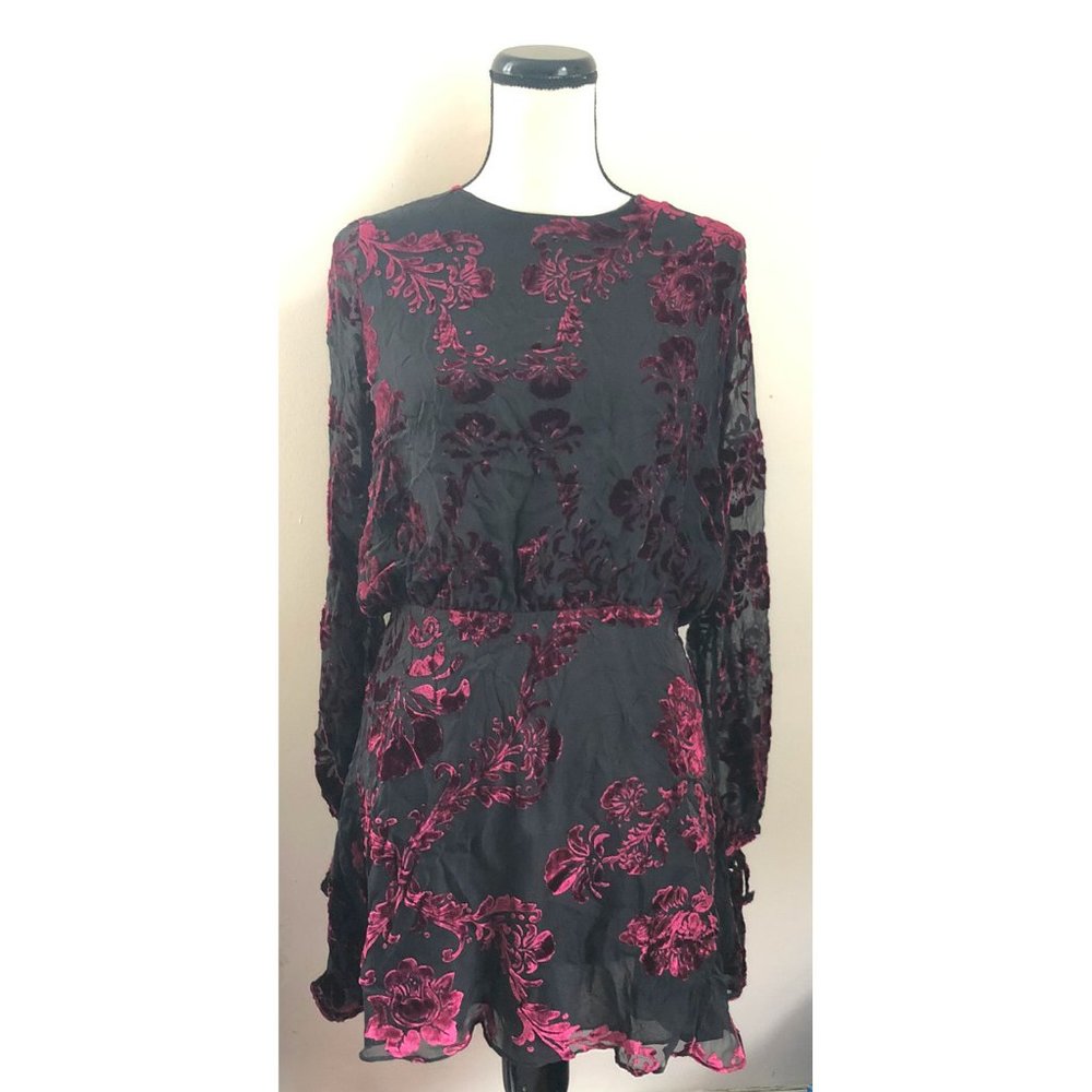 LPA burnout floral velvet Gabbriette mini dress - Picture 7 of 9